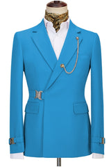 Fancy Blue Notched Lapel Prom Suit for Men