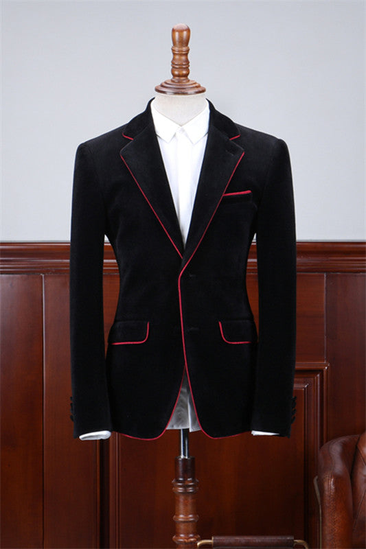 Black Velvet Notched Lapel Prom Suit for Men