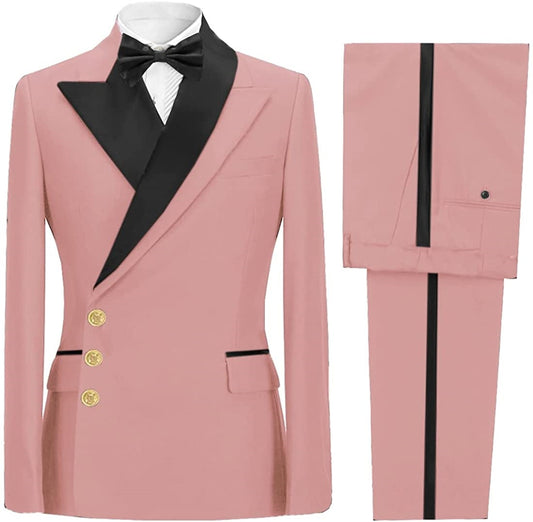 Pink Peaked Lapel Prom Suit for Men