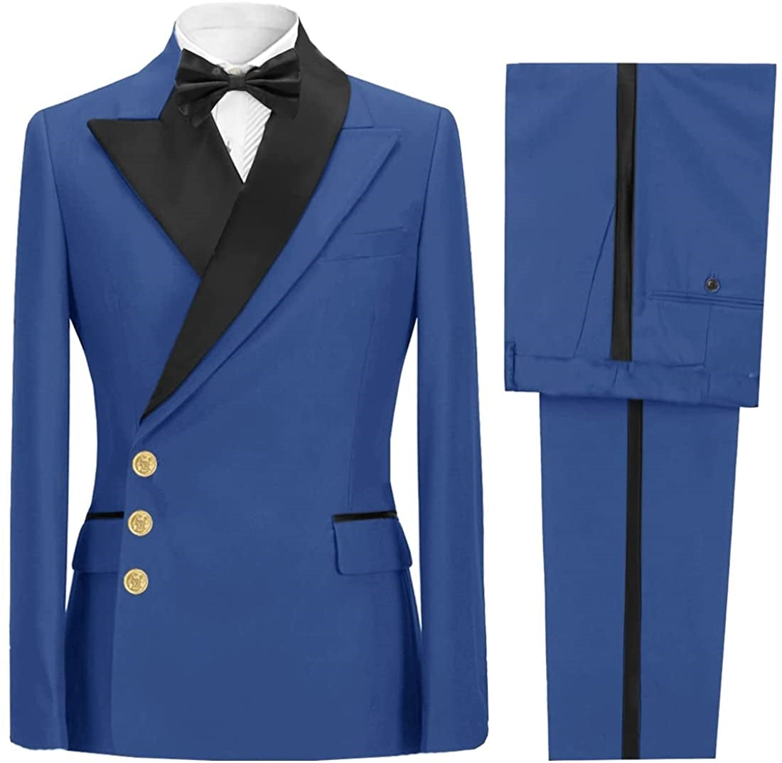 Blue Peaked Lapel Prom Suit for Men - Newest