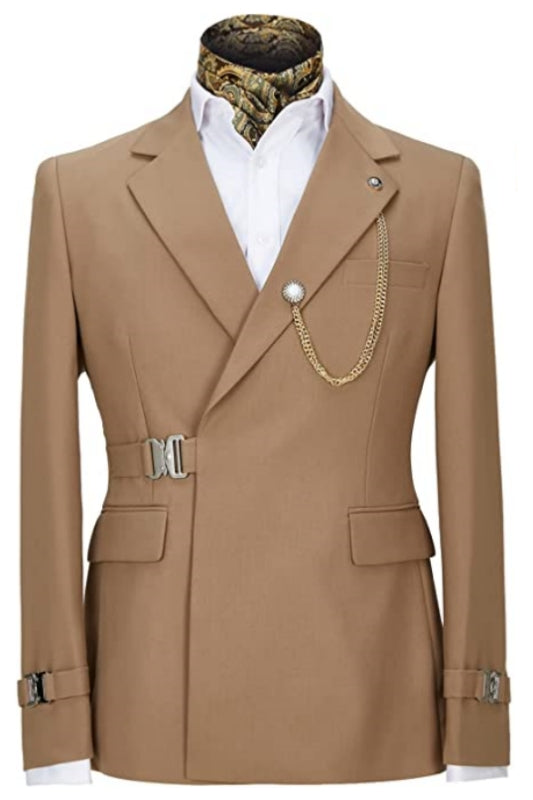 Khaki Notched Lapel Prom Suit for Men