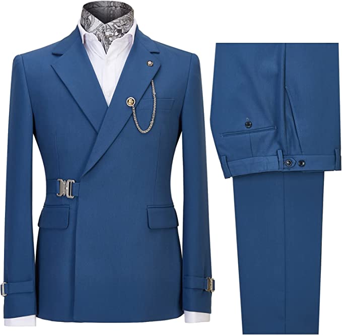 Deep Blue Notched Lapel Prom Suit for Men