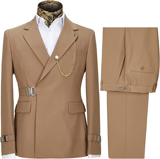 Khaki Notched Lapel Prom Suit for Men