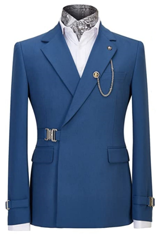 Deep Blue Notched Lapel Prom Suit for Men