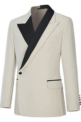 Beige Peaked Lapel Prom Suit for Men