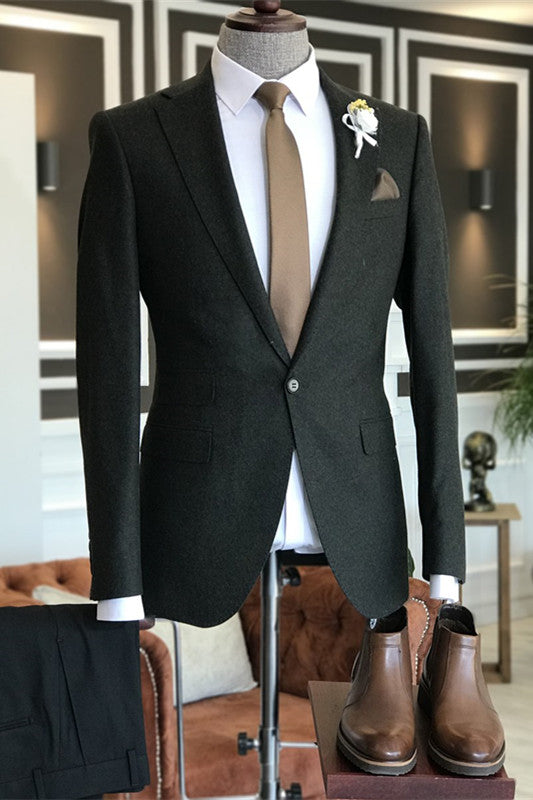 Dark Green Notched Lapel Prom Suit