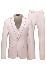 Simple Light Pink Notched Lapel 3-Piece Prom Suit