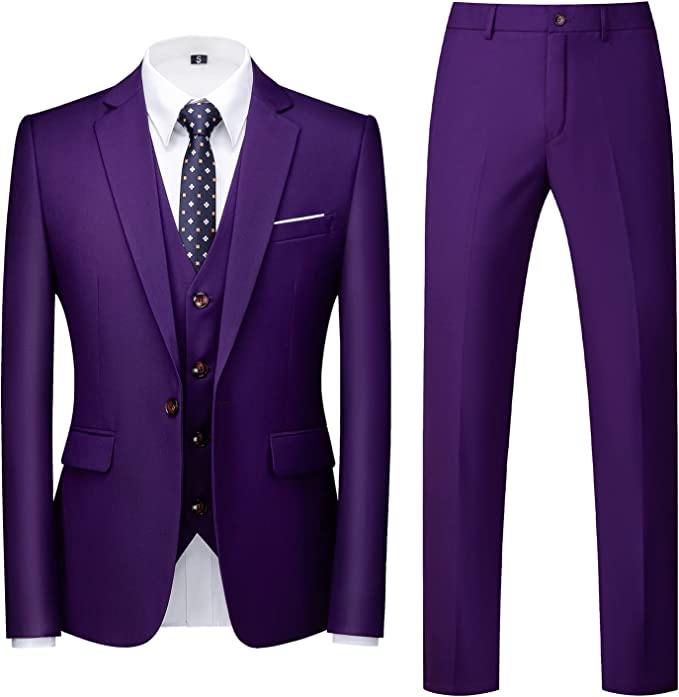 Purple Three-Piece Notched Lapel Prom Suit