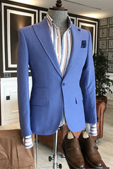 Blue Peaked Lapel Prom Suit