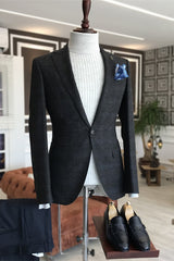 Black Notched Lapel Business Suit