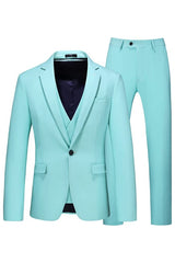 Light Blue Three-Piece Notched Lapel Prom Suit