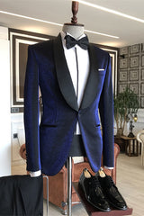 Stylish Blue Shawl Lapel 2-Piece Wedding Suit