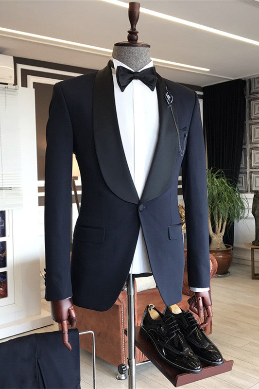 Black Two-Piece Shawl Lapel Wedding Suit