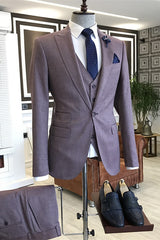 Deep Violet Peaked Lapel 3-Piece Chic Men's Prom Suit