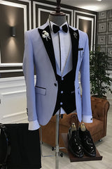 Light Purple Peaked Lapel 3-Piece Stylish Prom Suit