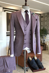 Light Purple Peaked Lapel 3-Piece Bespoke Prom Suit