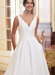 Satin V-neck Ball-Gown Wedding Dresses