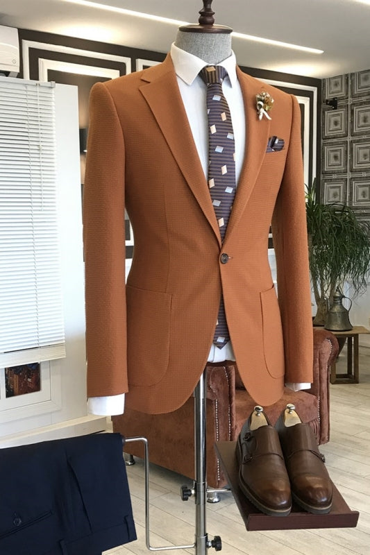 Light Brown Notched Lapel 2-Piece Men's Prom Suit