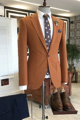 Light Brown Notched Lapel 2-Piece Men's Prom Suit