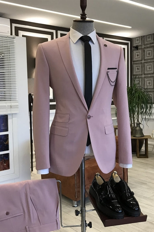 Dusty Pink Peaked Lapel 2-Piece Bespoke Prom Suit