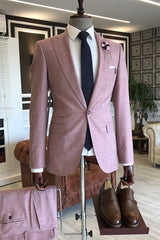 Dusty Pink Peaked Lapel 2-Piece Glamorous Prom Suit