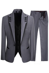 Simple Gray Shawl Lapel 3-Piece Prom Suit