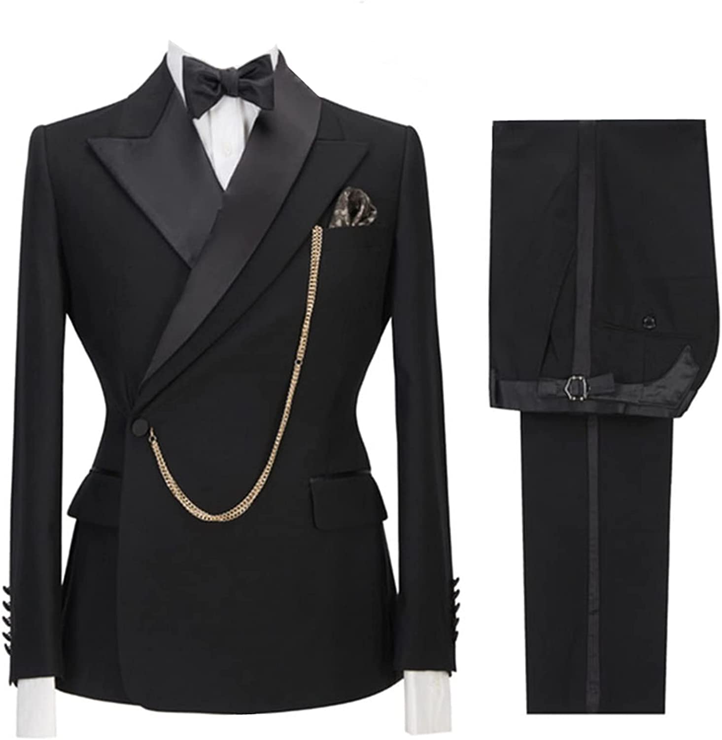 Modern Black Peaked Lapel 2-Piece Prom Suit