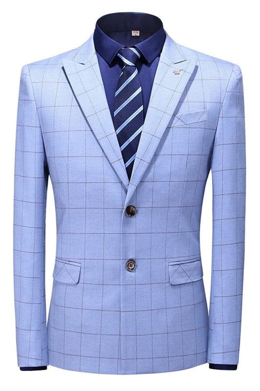 Sky Blue Peaked Lapel 2-Piece Fancy Business Suit