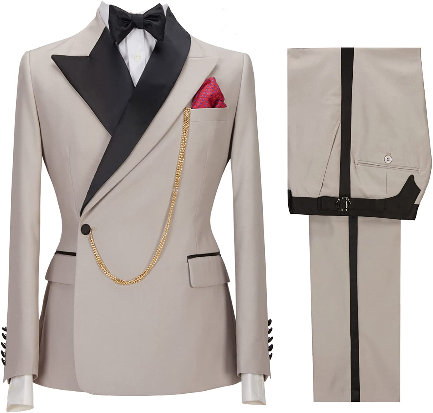 Khaki Peaked Lapel 2-Piece Bespoke Prom Suit