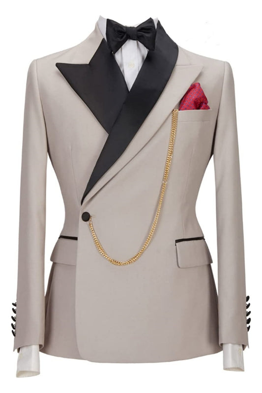 Khaki Peaked Lapel 2-Piece Bespoke Prom Suit