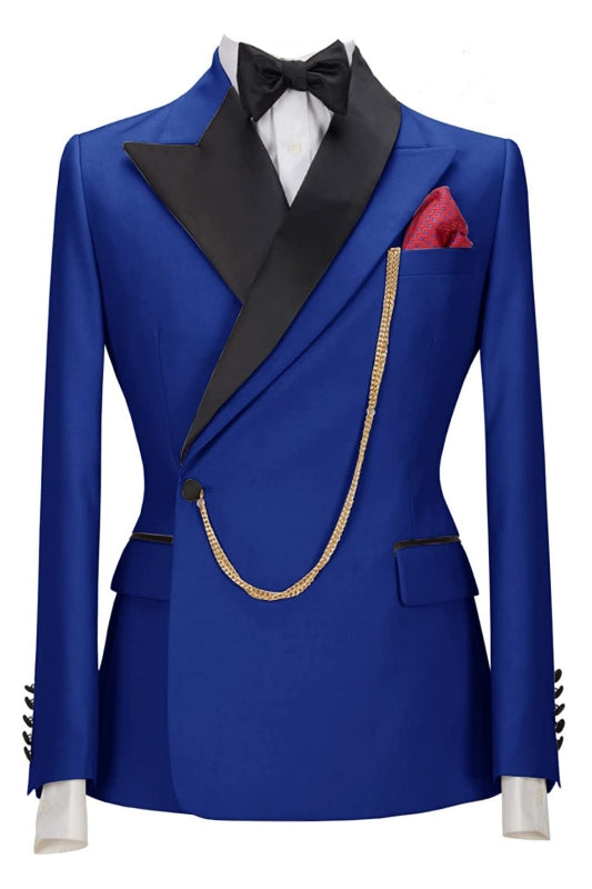 Royal Blue Two-Piece Peaked Lapel Prom Suit