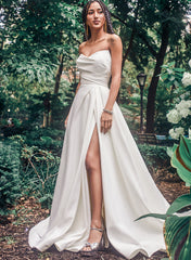 Satin Strapless Ball-Gown Wedding Dresses