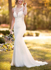 Mermaid Wedding Dresses with Lace and Back Hole