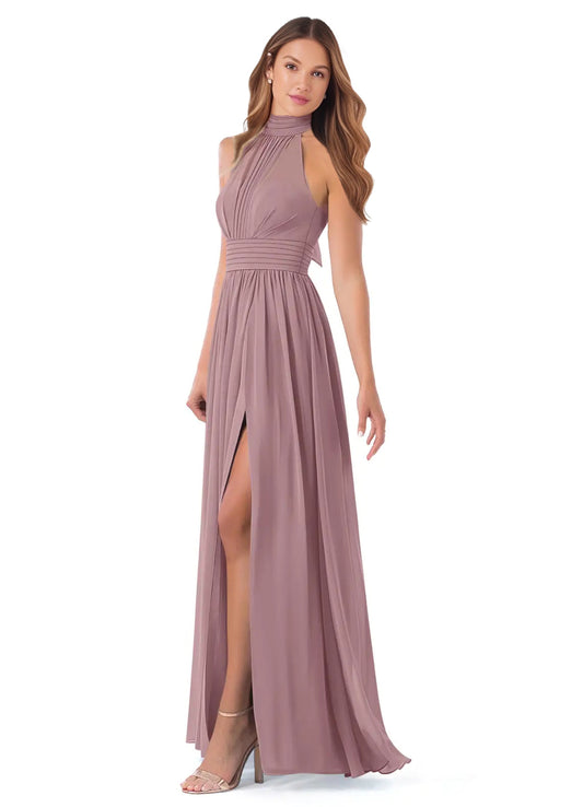 Bridesmaid Dresses: High Neck Chiffon with Bow