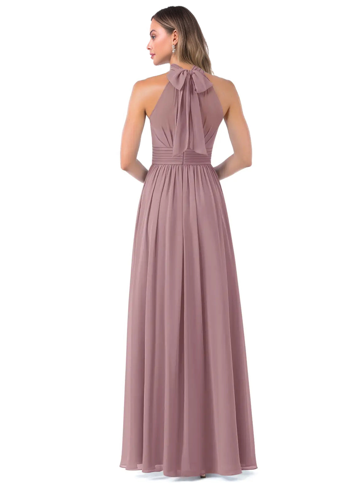 Bridesmaid Dresses: High Neck Chiffon with Bow