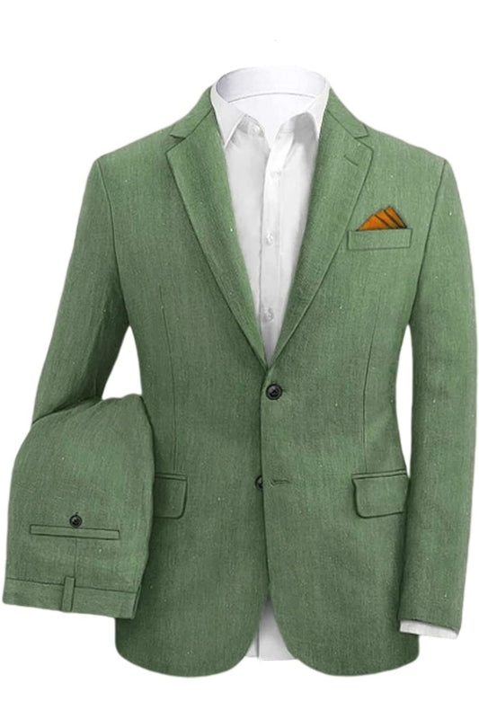 Sage Green Two-Piece Notched Lapel Prom Suit