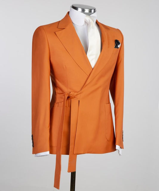 Chic Orange Notched Lapel 2-Piece Prom Suit