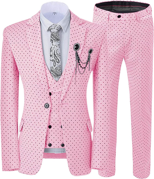 Chic Pink Notched Lapel 3-Piece Prom Suit