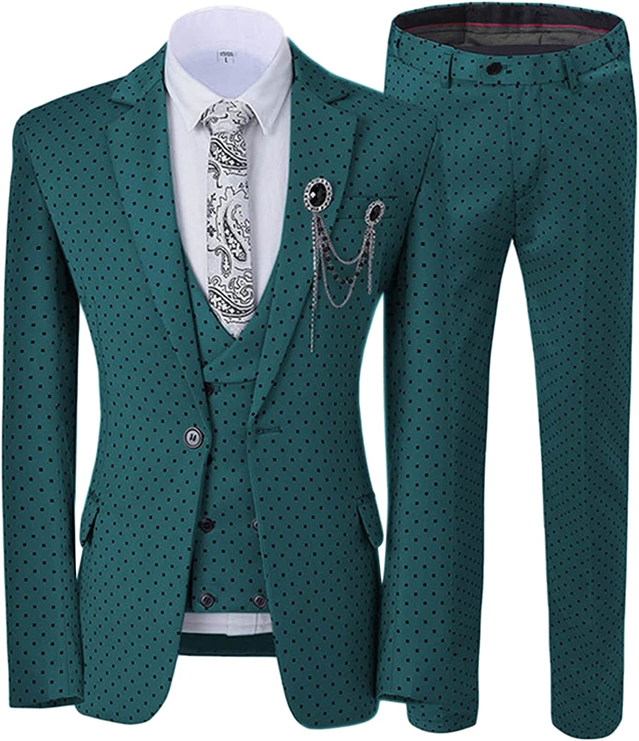 Dark Green Notched Lapel 3-Piece Bespoke Prom Suit