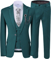 Dark Green Notched Lapel 3-Piece Bespoke Prom Suit