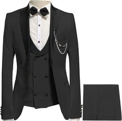 Black Peaked Lapel 3-Piece Bespoke Prom Suit