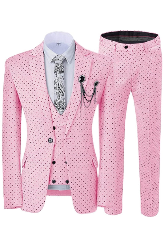 Chic Pink Notched Lapel 3-Piece Prom Suit