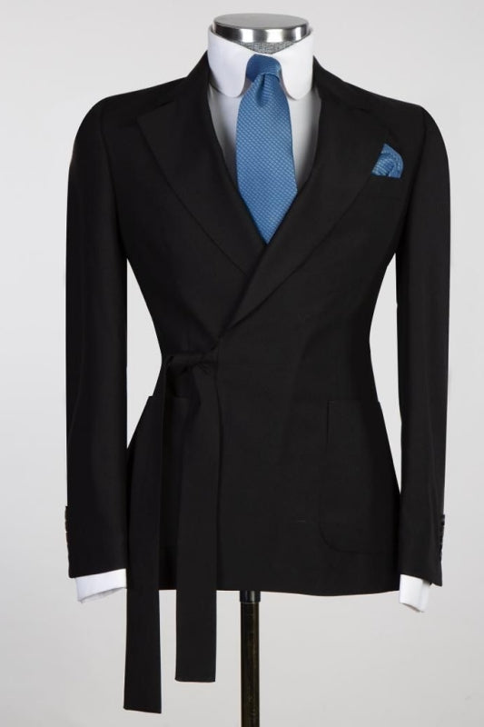 Formal Black Notched Lapel 2-Piece Prom Suit