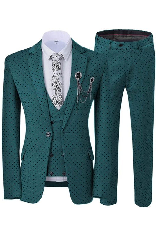 Dark Green Notched Lapel 3-Piece Bespoke Prom Suit