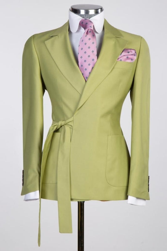 Green Notched Lapel Close Fitting 2-Piece Prom Suit