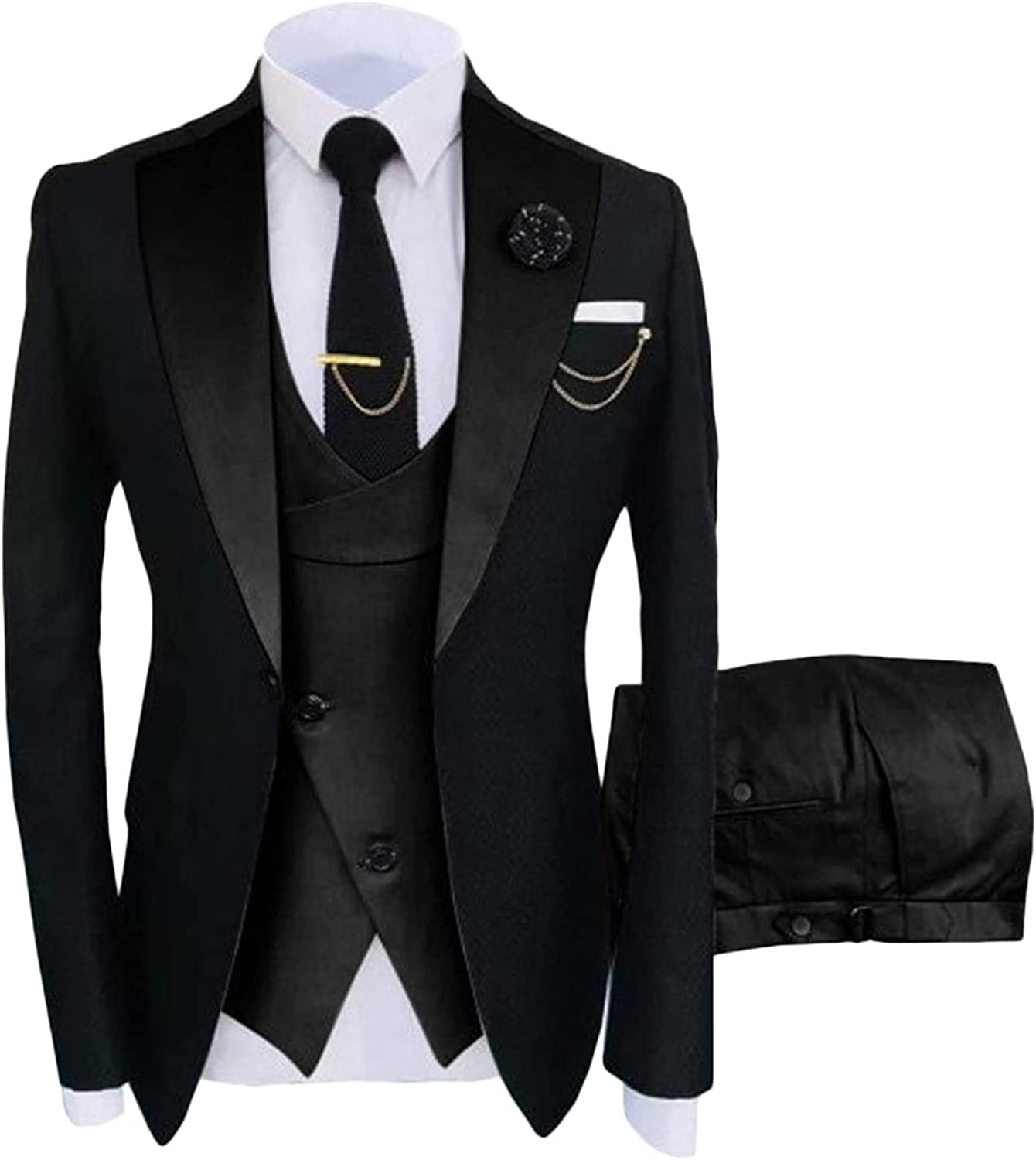 Classic Black Shawl Lapel 3-Piece Prom Suit