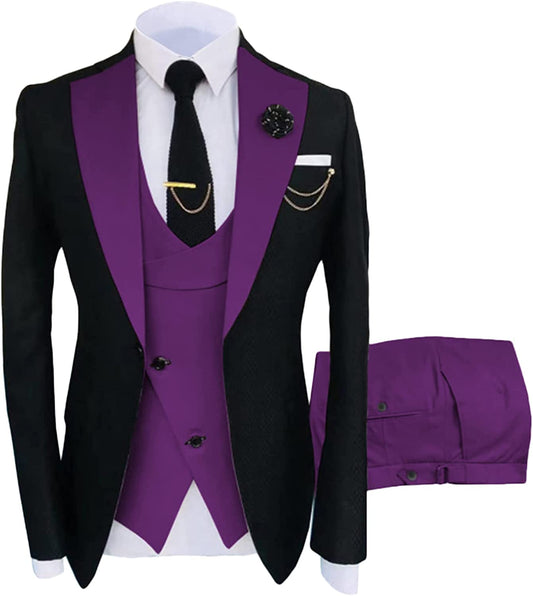 Purple Shawl Lapel 3-Piece Bespoke Prom Suit