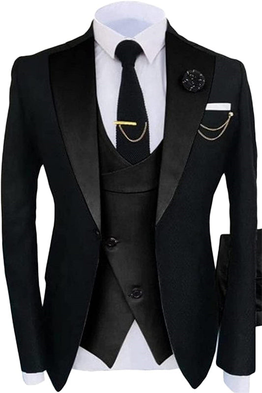 Classic Black Shawl Lapel 3-Piece Prom Suit