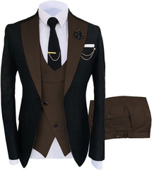 Brown Three-Piece Shawl Lapel Prom Suit