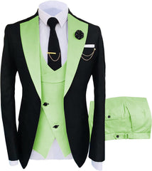 Light Green Shawl Lapel 3-Piece Slim Fit Prom Suit